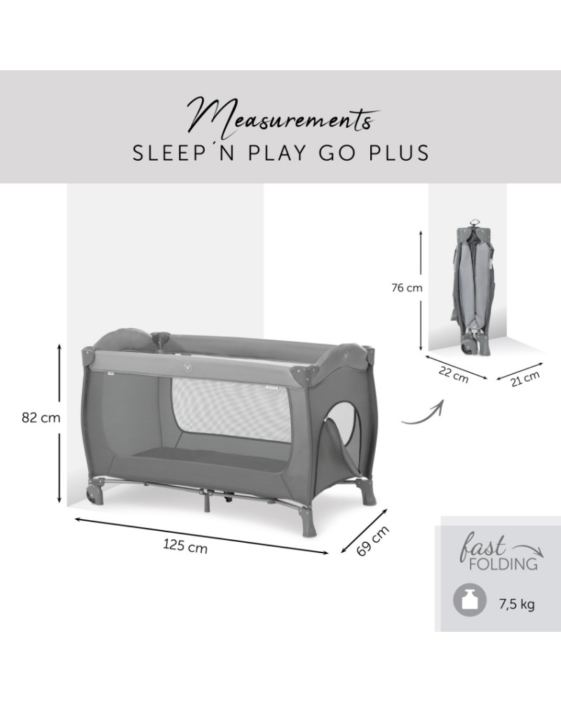  Hauck Sleep N Play Go Plus Cuna de viaje portátil, cama  plegable compacta, móvil, con ruedas, colchón plegable y bolsa de  almacenamiento, color azul marino : Bebés