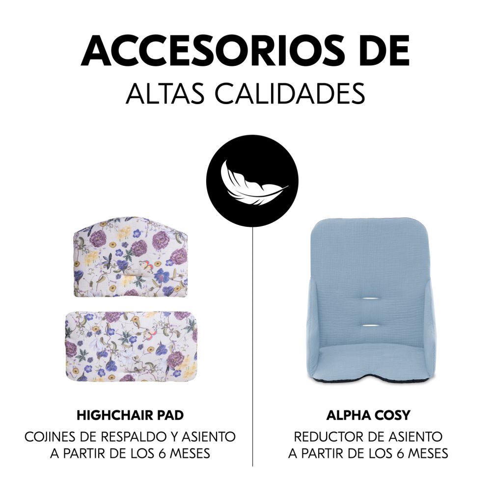 Hauck Alpha Plus Select - Trona evolutiva madera - Trona bebe con arnés y  cojín - Trona convertible - Charcoal Muslin Honey