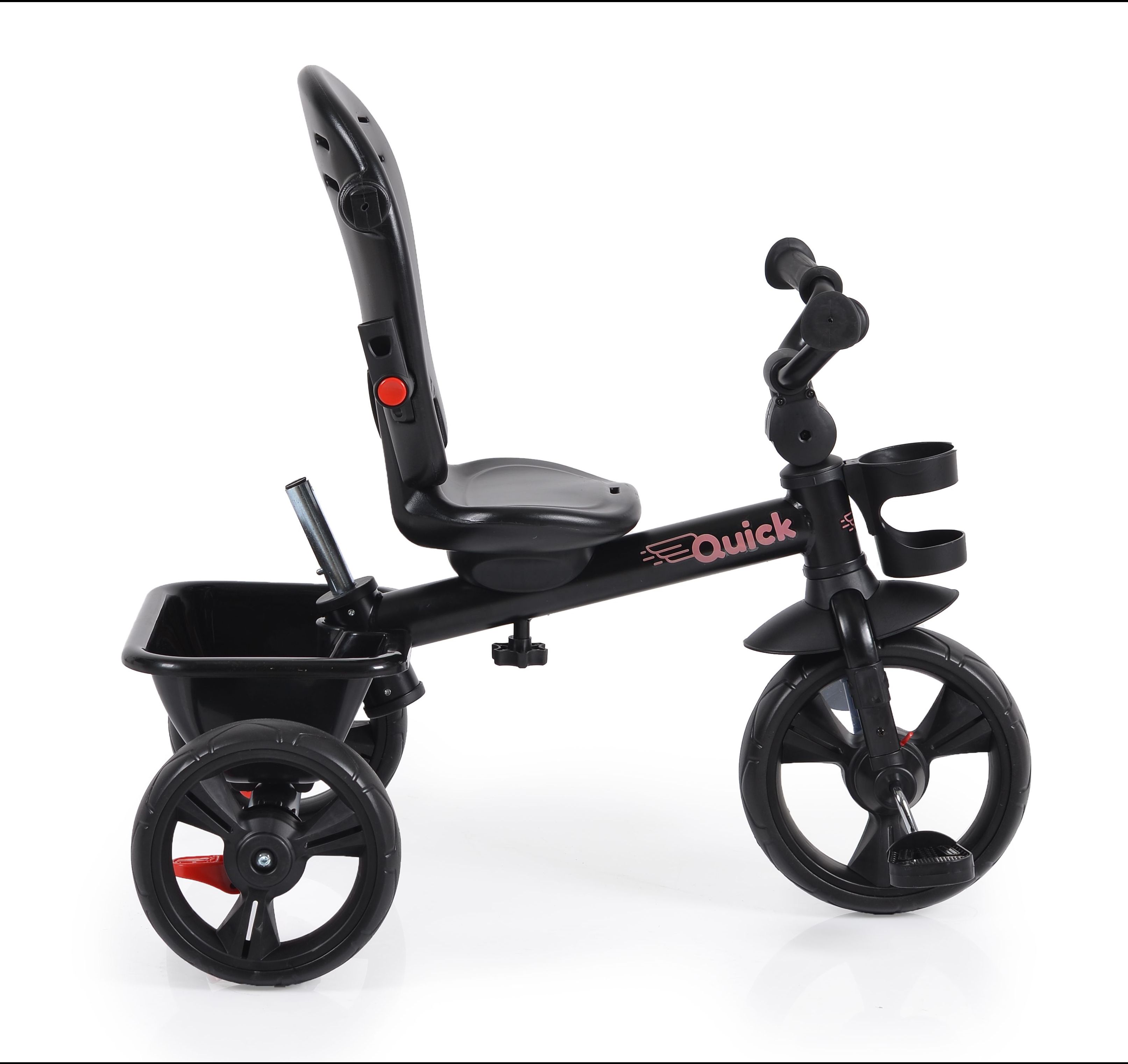 Triciclo Evolutivo para Niños Asiento Giratorio 360 Luz Capota - Rosa