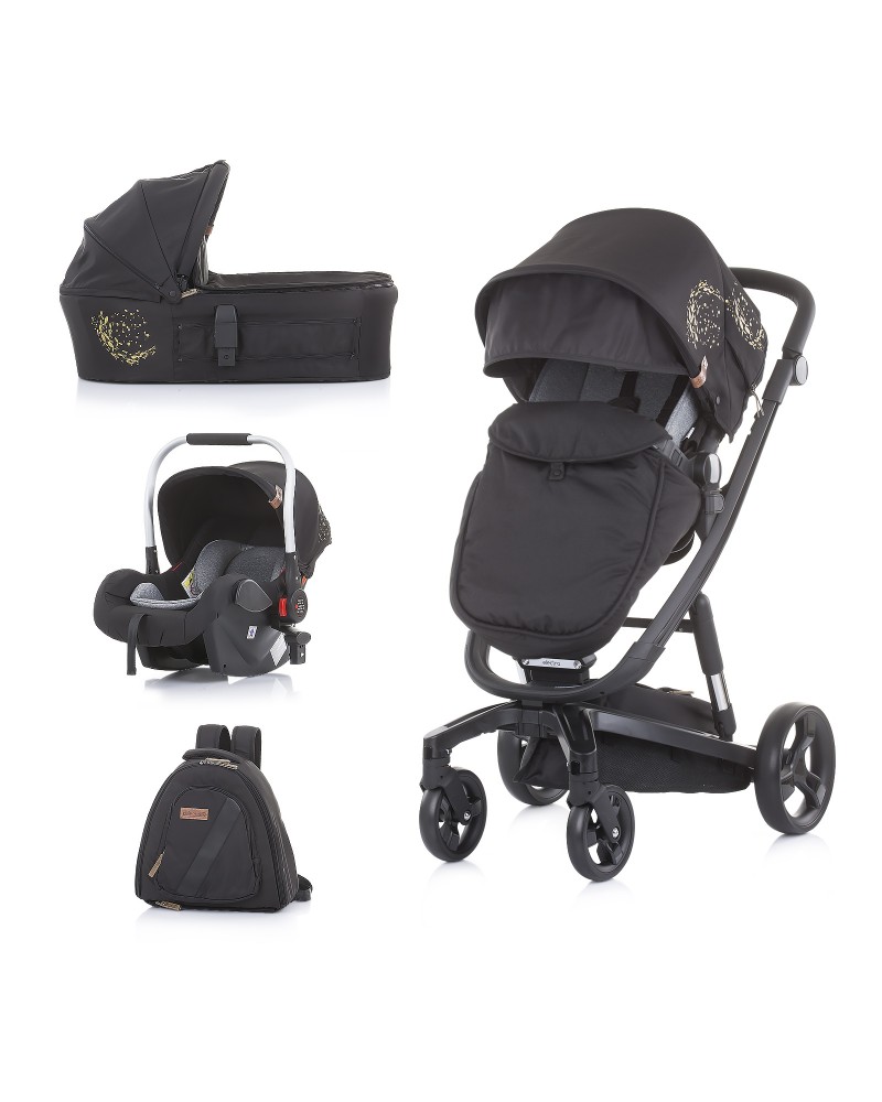 CARRITO DE BEBÉ TRES PIEZAS ELECTRA BLACK CHASIS GOLD